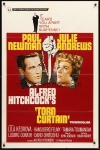 4z898 TORN CURTAIN 1sh '66 Paul Newman, Julie Andrews, Alfred Hitchcock tears you apart w/suspense!