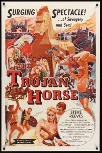 4z909 TROJAN HORSE 1sh '62 mighty Steve Reeves in a surging spectacle of savagery & sex!