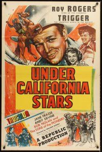 4z923 UNDER CALIFORNIA STARS 1sh '48 Roy Rogers & Trigger, Jane Frazee, Andy Devine!