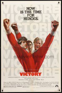 4z935 VICTORY 1sh '81 John Huston, art of soccer players Stallone, Caine & Pele by Jarvis!