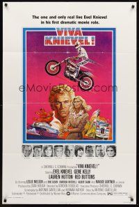 4z944 VIVA KNIEVEL 1sh '77 best artwork of the greatest daredevil jumping his motorcycle!