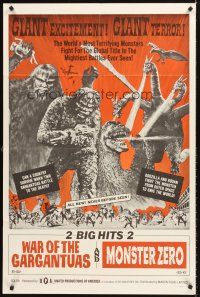 4z949 WAR OF THE GARGANTUAS/GODZILLA VS. MONSTER ZERO 1sh '66 great close up monster images!
