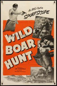 4z968 WILD BOAR HUNT style A 1sh '53 Jay Bonafield pig killin' nature documentary!