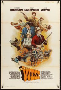 4z970 WILD WEST 1sh '80s John Wayne, Sgolkowski art of classic western stars!
