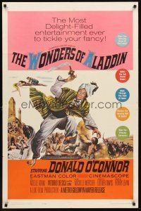 4z982 WONDERS OF ALADDIN 1sh '61 Mario Bava's Le Meraviglie di Aladino, art of Donald O'Connor!