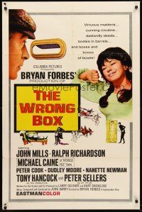 4z988 WRONG BOX 1sh '66 Michael Caine looks through mail slot at pretty girl, English sex!