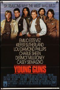 4z994 YOUNG GUNS 1sh '88 Emilio Estevez, Charlie Sheen, Kiefer Sutherland,Lou Diamond Phillips