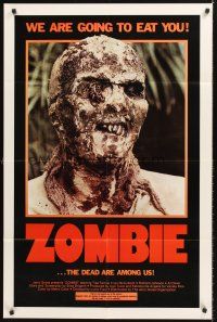 4z997 ZOMBIE 1sh '79 Zombi 2, Lucio Fulci classic, gross c/u of undead, we are going to eat you!
