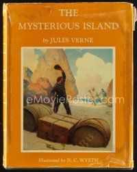 5b192 MYSTERIOUS ISLAND facsimile edition hardcover book '60s Jules Verne classic, art by N.C. Wyeth