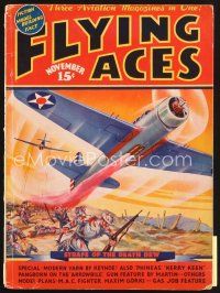 5b159 FLYING ACES magazine November 1936 Strafe of the Death Dew, cool art by August Shomburg!