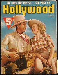 5b129 HOLLYWOOD magazine September 1938 Dick Powell & Priscilla Lane in The Cowboy from Brooklyn!
