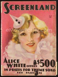 5b110 SCREENLAND magazine April 1929 great artwork of Bessie Love by Georgia Warren!