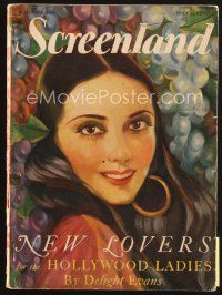 5b105 SCREENLAND magazine November 1928 wonderful art of Dolores Del Rio by Georgia Warren!