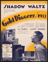 5b255 GOLD DIGGERS OF 1933 sheet music '33 Joan Blondell, Dick Powell playing piano, Shadow Waltz!