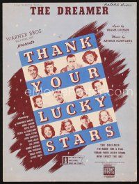 5b280 THANK YOUR LUCKY STARS sheet music '43 Errol Flynn, Humphrey Bogart, Bette Davis, The Dreamer