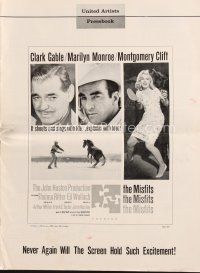5b393 MISFITS pressbook '61 Huston, Clark Gable, Marilyn Monroe, Montgomery Clift, Hirschfeld art!