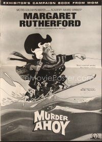 5b394 MURDER AHOY pressbook '64 art of Margaret Rutherford as Agatha Christie's Miss Marple!