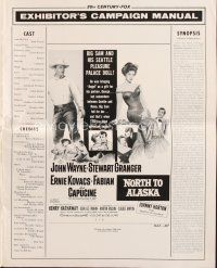 5b398 NORTH TO ALASKA pressbook '60 John Wayne & Capucine in a fun-filled adventure in the Yukon!