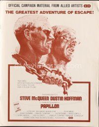 5b404 PAPILLON pressbook '73 Steve McQueen & Dustin Hoffman, directed by Franklin J. Schaffner!