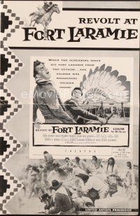 5b409 REVOLT AT FORT LARAMIE pressbook '56 John Dehner vs Sioux Indians in Wyoming!