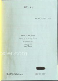 5b309 MURDER IN THE FIRST revised shooting script November 7, 1993, screenplay by Gordon & Rocco!