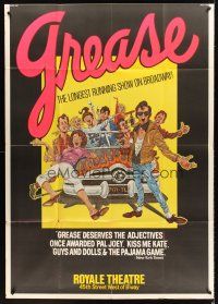 5c065 GREASE 41x58 stage play poster '70s the longest running show on Broadway, cast portrait art!