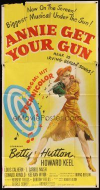 5c553 ANNIE GET YOUR GUN 3sh '50 artwork of Betty Hutton as the greatest sharpshooter,
