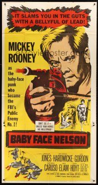 5c556 BABY FACE NELSON 3sh '57 great art of Public Enemy No. 1 Mickey Rooney firing tommy gun!