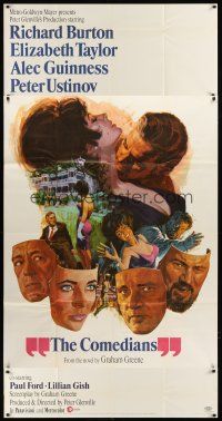 5c568 COMEDIANS 3sh '67 art of Richard Burton, Elizabeth Taylor, Alec Guinness & Peter Ustinov!