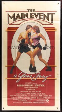 5c643 MAIN EVENT int'l 3sh '79 great full-length image of Barbra Streisand boxing with Ryan O'Neal!