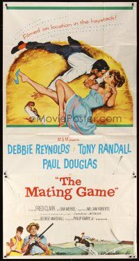 5c650 MATING GAME 3sh '59 Debbie Reynolds & Tony Randall are fooling around in the hay!