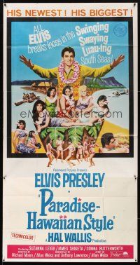 5c675 PARADISE - HAWAIIAN STYLE 3sh '66 Elvis Presley on the beach with sexy tropical babes!