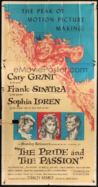 5c680 PRIDE & THE PASSION 3sh '57 art of Cary Grant, Frank Sinatra & sexy Sophia Loren!