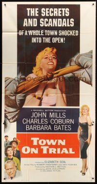 5c698 TOWN ON TRIAL 3sh '57 sexy Barbara Bates strangled by Nylon Stocking Killer!