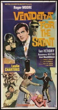 5c706 VENDETTA FOR THE SAINT 3sh '69 Roger Moore with double-barrelled shotgun, English!