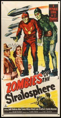 5c718 ZOMBIES OF THE STRATOSPHERE 3sh '52 cool art of aliens with guns including Leonard Nimoy!