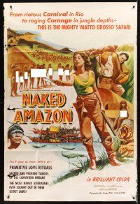 5c010 NAKED AMAZON 40x60 '55 South American jungle adventure, different art of nude natives!