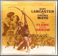 5c167 FLAME & THE ARROW int'l 6sh R71 cool different art of Burt Lancaster aiming bow & arrow!