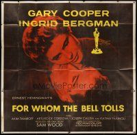 5c169 FOR WHOM THE BELL TOLLS 6sh R57 romantic c/u of Gary Cooper & Ingrid Bergman, Hemingway!