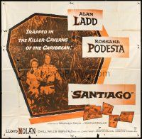 5c206 SANTIAGO 6sh '56 Alan Ladd with gun & Rossana Podesta in the jungle!