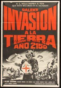 5c392 DALEKS' INVASION EARTH: 2150 AD Argentinean '66 Peter Cushing as Dr. Who, cool sci-fi art!