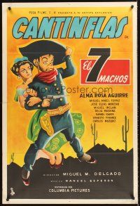 5c401 EL 7 MACHOS Argentinean '51 art of wacky cowboy Cantinflas with sexy senorita!