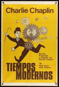5c462 MODERN TIMES Argentinean R70s wonderful art of Charlie Chaplin running through gears!