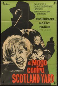 5c464 MYSTERIOUS MAGICIAN Argentinean '64 Edgar Wallace, art of menaced girl!
