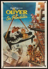5c471 OLIVER & COMPANY Argentinean '88 great art of Walt Disney cats & dogs in New York City!