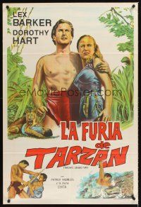 5c517 TARZAN'S SAVAGE FURY Argentinean '52 art of Lex Barker & Dorothy Hart, Edgar Rice Burroughs