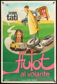 5c532 TRAFFIC Argentinean '71 great wacky art of Jacques Tati as Mr. Hulot by Aler!