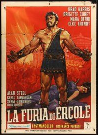 5c264 FURY OF HERCULES Italian 1p '62 La Furia di Ercole, cool Martinati sword & sandal art!