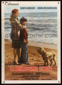 5c336 SUMMER TO REMEMBER Italian 1p '74 art of Senta Berger & son on beach by Averardo Ciriello!