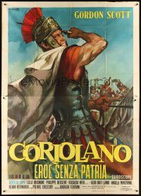 5c080 CORIOLANUS: HERO WITHOUT A COUNTRY Italian 2p '64 Ciriello art of gladiator Gordon Scott!